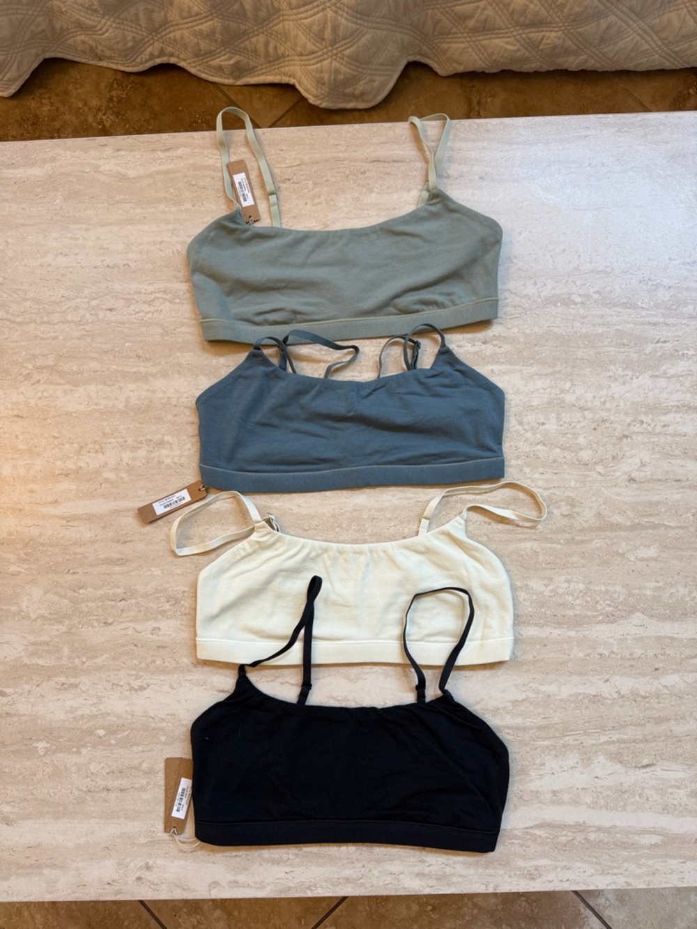 Skims Everyday Cotton Bralette - Sage, Slate, Cream & Black - Bundle of 4 - Sz S